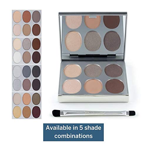 Jerome Alexander New Again Eyeshadow Palette & Brush, 6 Buildable & Blendable Micronized Powder Shades (Autumn Haze)