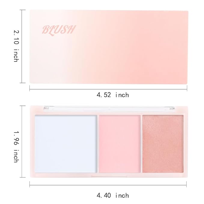 3 IN 1 Brown Nude Face Highlight Bronzer Powder Palette for Face Cheeks Contour Brightening, Buildable Matte Coverage Natural Makeup,Ultra Sculpt Nose Shadow Eyeshadow Primer-Nude