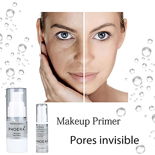 PHOERA Setting Powder and PHOERA Face Primer Makeup, Control Oil Brighten Skin Color Cover Blemish Whitening Face Setting Loose Powder(2 Pcs) (01 Translucent +makeup primer)