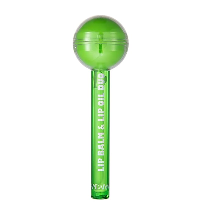 Tinted Lip Balm Lollipop Lip Gloss, Magic pH Color Changing Pink Lipstick & Vitamin E Clear Lip Oil Combo, Hydrating Plumping Lip Care Product for Girls (Green)