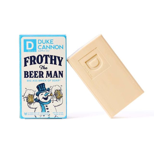Duke Cannon Supply Co. Big Brick of Soap Bar for Men Holiday Edition - Frothy the Beer Man (Woodsy Sandalwood Scent), 10 oz. (3 Pack)
