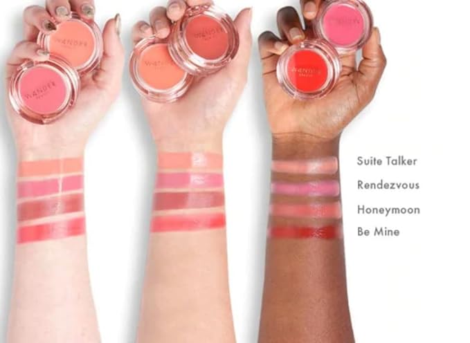 Wander Beauty Double Date Lip & Cheek - Honeymoon/Swipe - 4-in-1 Cream Blush & Lip Tint - Blush, Lip Moisturizer, Lip Balm, & Eye Gloss - Multitasking Eye, Cheek, & Lip Makeup With Green Tea - 0.07 oz