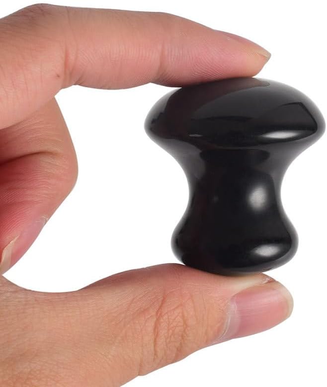 1 Pc Mushroom Jade Gua Sha Facial Tools, Jade Roller Guasha Massage Black Jade Stone Mushroom Shaped Face Lift Remove Wrinkles Massager for Women Spa, Gua Sha Massage Knobs for Body Relaxing