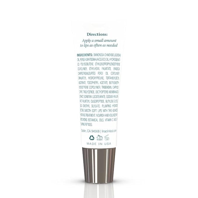 Lira Clinical Bio Lip Factor - Lip Balm SPF 15 for Soft, Full, and Supple Lips - Lip Treatment with Peptides, Vitamin C, E, Jojoba Oil, Avocado Oil - Lip Moisturizer for Dry Lips - 0.25 Ounce
