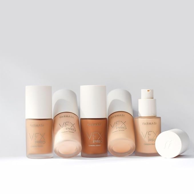 FARMASi Vfx Pro Foundation, Full Coverage Liquid Cream, Lightweight Long Lasting Coverage, Breathable Skin Moisturizer with Color True Matte Blending, Face Makeup, 1 fl. oz / 30 ml - Warm Light 04