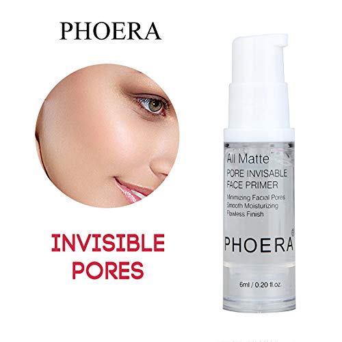 PHOERA Setting Powder and PHOERA Face Primer Makeup, Control Oil Brighten Skin Color Cover Blemish Whitening Face Setting Loose Powder(2 Pcs) (01 Translucent +makeup primer)