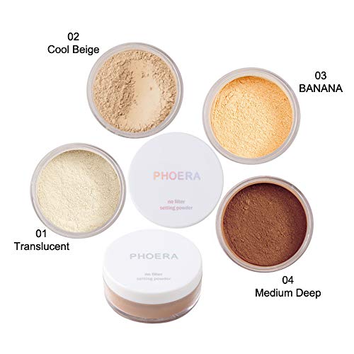 PHOERA Setting Powder and PHOERA Face Primer Makeup, Control Oil Brighten Skin Color Cover Blemish Whitening Face Setting Loose Powder(2 Pcs) (01 Translucent +makeup primer)