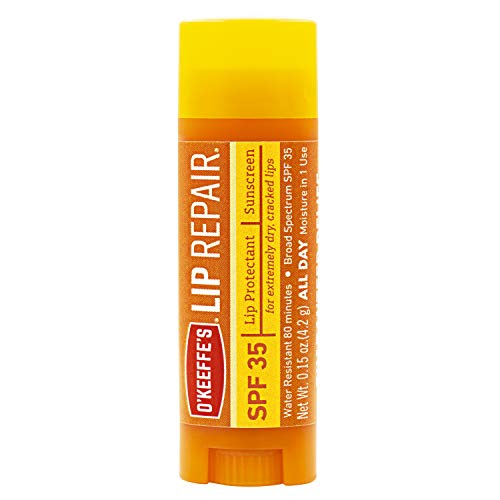 O'Keeffe'S Lip Repair Lip Repair with SPF35, 015 oz - Ultimate SPF Lip Balm for All-Day Moisture, with Moofin Wooden Comb - for Dry Cracked Lips, Lip Balm Hydrating Quick Absorption for Smooth Lips,