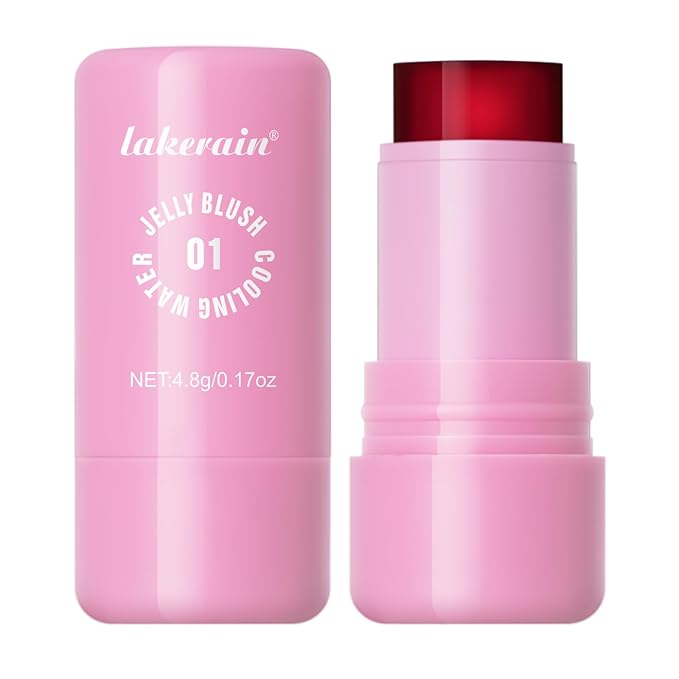 Multi-Use Cooling Water Jelly Blush/Lip Tint & Eye Shadow - Sheer Stain withBuildable Watercolor Finish - Long-Lasting Moisture - 1,000+ Swipes Per Stick - Jelly Texture for Lip & Cheek (Poppy Pink)