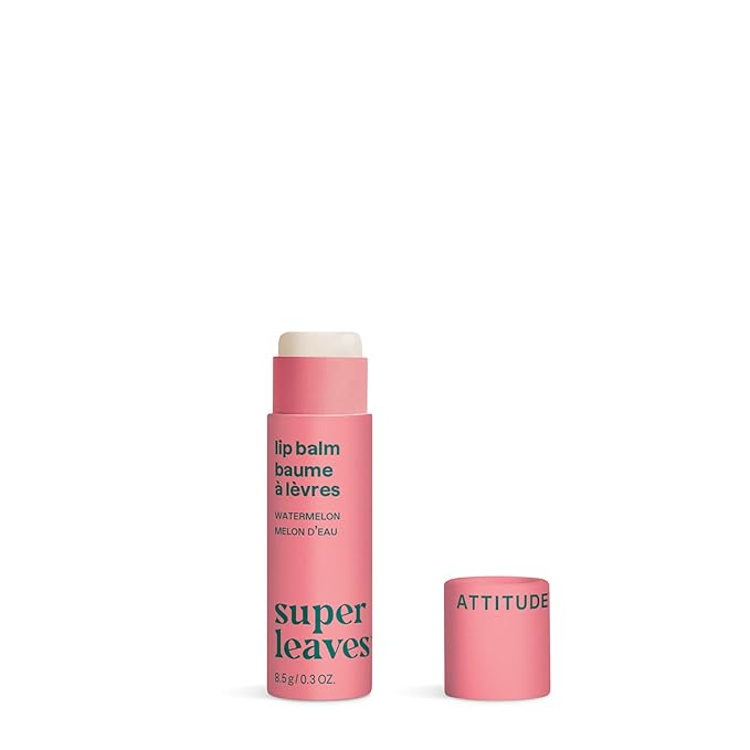 ATTITUDE Plastic-free Lip Balm, EWG Verified Plant- and Mineral-Based Ingredients, Vegan and Cruelty-free Personal Care Products, Watermelon, 0.3 Oz