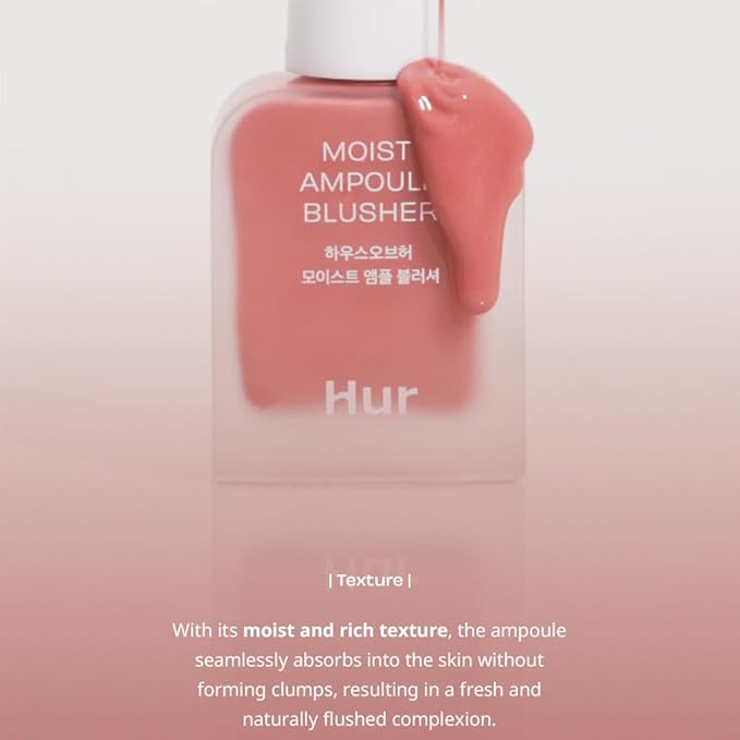 Moist Ampoule Blusher, Buildable Water-based Formula, Infused with over 50% moisture essence, no tackiness, long-lasting moisture, weightless feel (05 Peach Coral, 20ml)