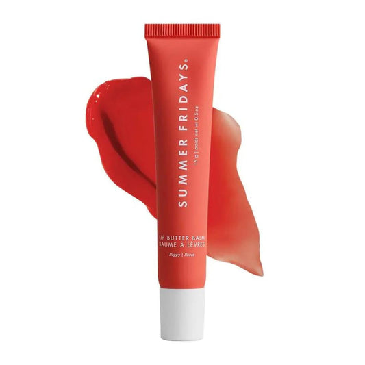 Summer Fridays Tinted Lip Butter Balm - Conditioning Vegan Lip Balm for Instant Moisture, Shine & Hydration - Sheer-Tinted, Soothing Skincare - Poppy (.5 Oz)