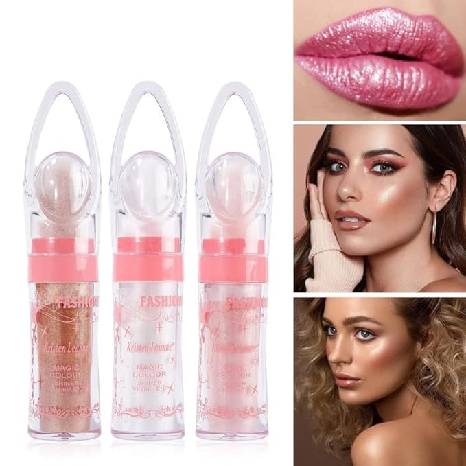 2 Pack Glitter Powder Highlighter Makeup, Body Brightens the Natural Three-Dimensional Face Blusher Patting Powder Highlighter. (01# White moonbeam)