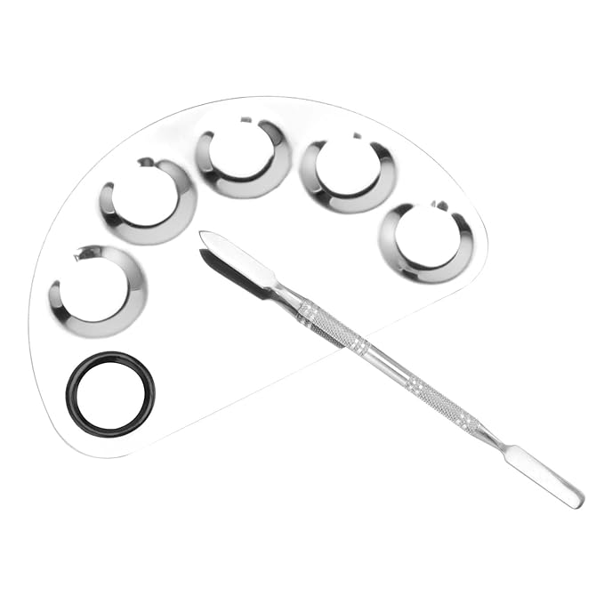 4 Pack Metal Makeup Palette, Makeup Mixing Palette with Spatula Makeup Palette Mixer Tray for Color Mixing and Makeup, Silver(2 Sizes)