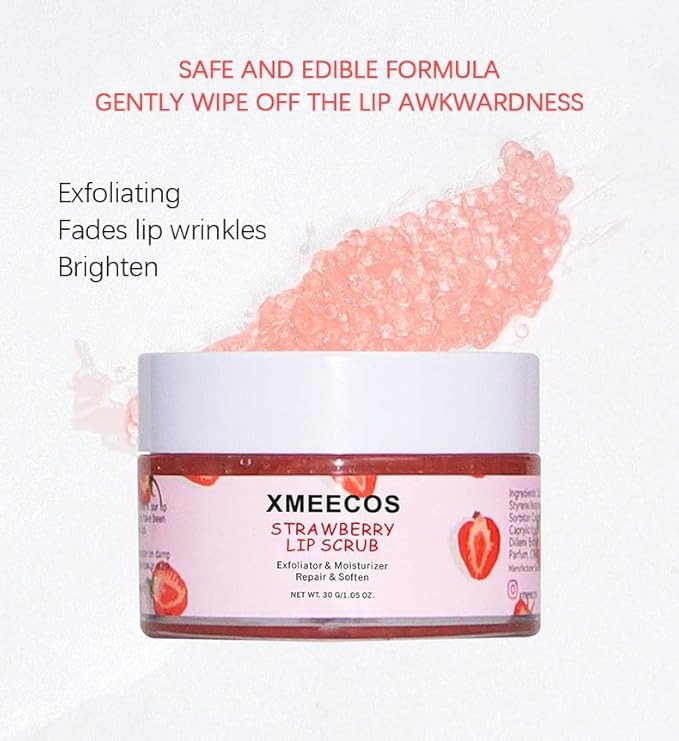 Strawberry Lip Scrub Exfoliating Moisturizing and Repairing and Lips Softening| Cruelty-free| Exfoliator