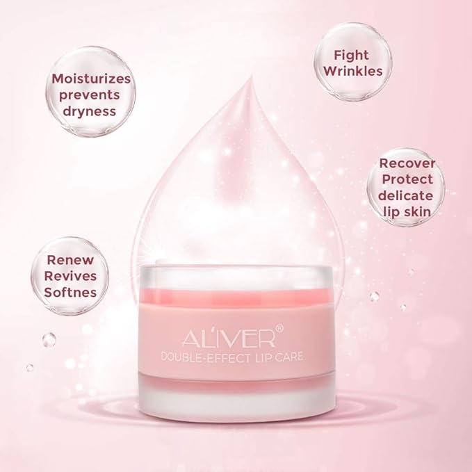 Lip sleeping Mask Exfoliator & Moisturizer Double Effect Lip Scrubs Overnight/Day for Dry Treatment Care, Cracked Lips, Peeling Lip Primer, Lip Repair Balm - Strawberry Lip Mask
