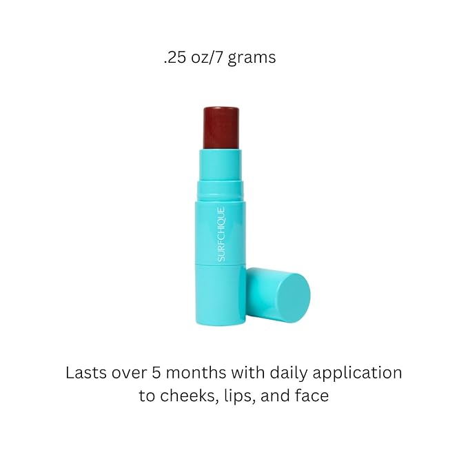 Open Face Color Stick 3-in-1 multistick - lip & cheek tint - cream blush stick with brush - dark pink berry red with mostly natural ingredients