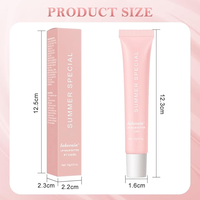 Summer Lip Butter Balm, Moisture and Hydration Lip Gloss, Long-lasting Hydrating Non-Sticky Lip Balm, Soften Dry Lips Lip Care (#Cake, 1Pcs)