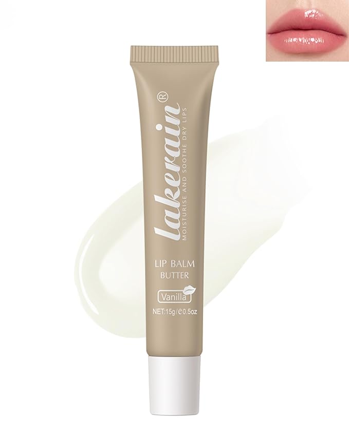 Lip Butter Balm Vanilla,Hydrating Tinted Butter Lip Gloss,Clear Lip Mask Lip Care Moisturizer,Glossier Lip Treatment Balm,Non-Sticky Jelly Glow Reviver Fat Lip Oil Lipgloss,Makeup Gift for Women-01