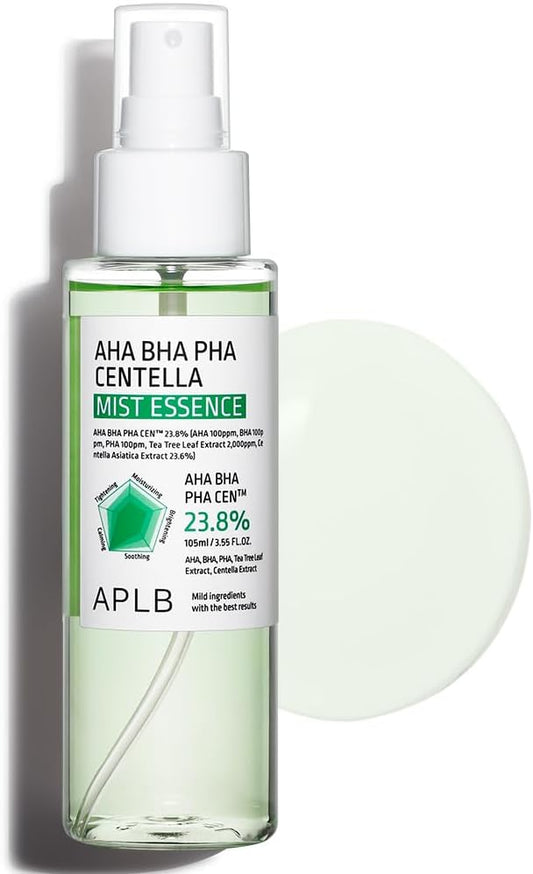 APLB AHA BHA PHA Centella Mist Essence | AHA BHA PHA CENβ’ 23.8% 3.55 FL.OZ/Korean Skincare, Exfoliant, Replenishing Moisture, Revitalize for Gentle and Improve Skin Texture