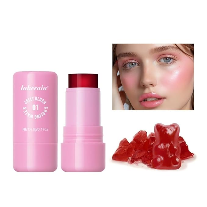 Milk Jelly Blush - Milk Blush - Sheer Cheek & Lip Stain,Long Lasting Milk Jelly Tint Have Transparent & Bright Colors (#1 poppy pink)