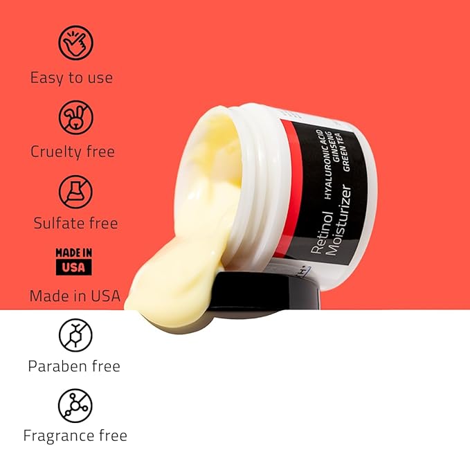 YEOUTH Retinol Cream for Face, Retinol Face Moisturizer for Women and Men with Hyaluronic Acid and Green Tea, Night Moisturizer for a Smoother Appearance 1oz