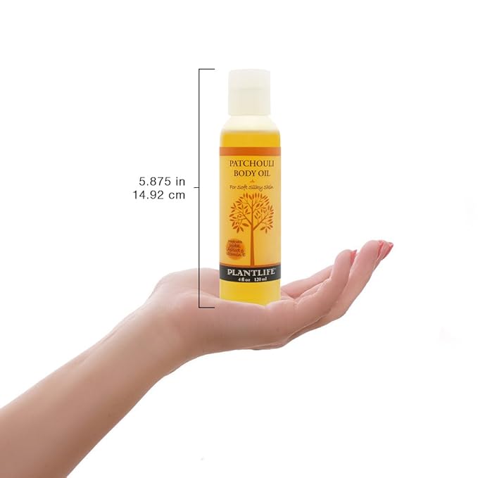 Plantlife Patchouli Body Oil - Moisturizing Natural Body Oil for All Skin Types - Nourishing Dry Skin and Making It Feel Soft and Silky for Women & Men - Bath, Body & Massage Oil - 4oz
