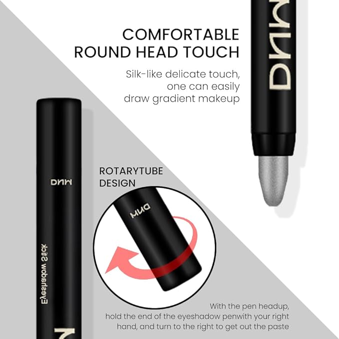 Kaely 4Pcs Metallic Shimmer Smoky Eye Shadow Sticks, Pearl White Dazzling Grey Gray Pearl Black Silver, Smokey Eyeliner Pencil Eyeshadow Palette Goth Halloween Makeup, Eye Brightener Stick for Women
