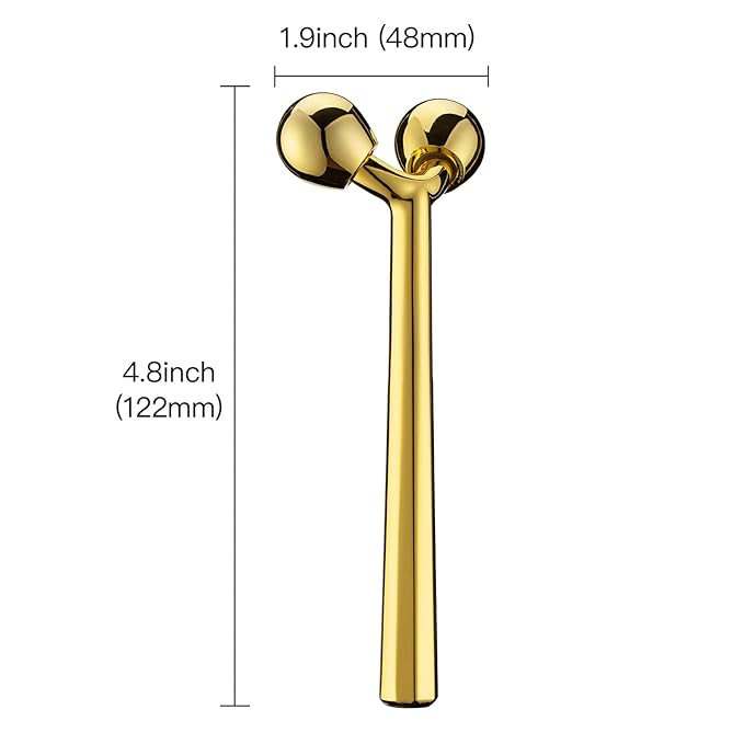 Tekson Facial Roller Massager, 3D Metal face Massage Tool for Eye Reduce Puffiness, Face Lift, Anti-Aging, Skin Tightening (Gold)