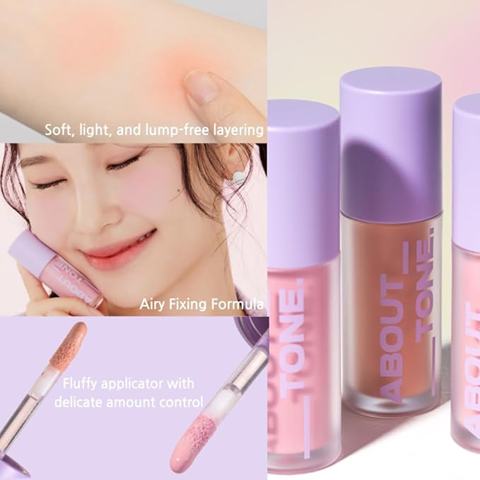 Fluffy Air Blusher 5 Colors - Lightweight Melting Liquid Blush for Colorful Cheeks, Highly Pigmented, Cheekbones and Eye Makeup, Soft Matte Finish, Buildable Formula (05 DUSTY ROSE)
