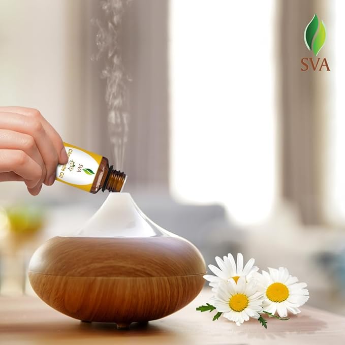 SVA Chamomile Essential Oil – 1/3 Fl Oz – 100% Natural Chamomile Oil - for Diffuser, Hair Care, Face, Skin Care, Aromatherapy, Scalp and Body Massage, Soap and Candle Making
