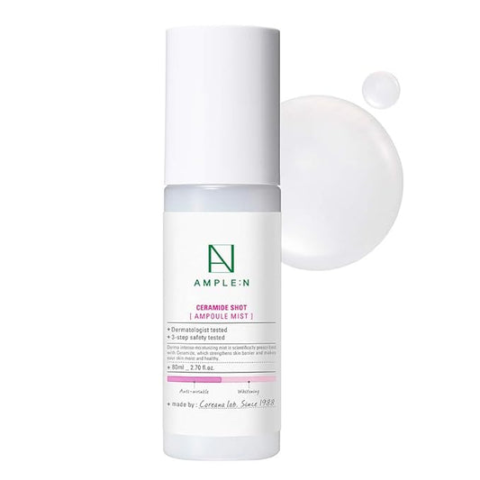 CORÉANA AMPLE:N Ceramide Shot Ampoule Mist - Hydrating Face Spray to Strengthen Skin Barrier – Moisturizing and Skin Repairing Face Ampoule Mist to Restore Vitality, 2.7 fl.oz.