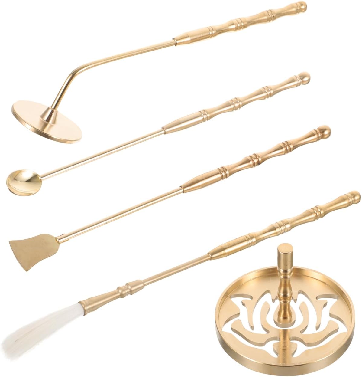 Incense Burner Kit 5pcs - Incense Cone Molds, Press, Shovel, Brush - Brass Chinese Incense Burner Kit Incense Making Kit for Yoga Meditation DIY Home Fragrance