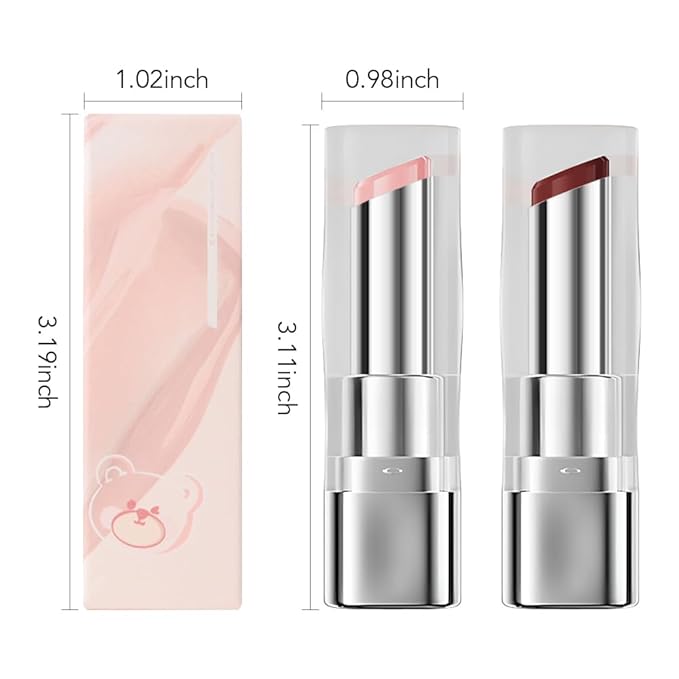 2Pcs Tinted Lip Balm Moisturizing Lipstick – Deep Rose Colored Bean paste & Soft Pale Pink Sheer Hydrating Lip Color for Dry Lips – Nourishing Lip Balm for All Women with a Subtle Natural Scent