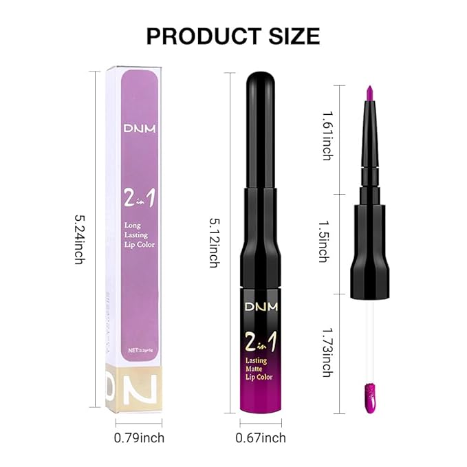 evpct 1Pcs Hot Pink Matte Lip Liner & Liquid Lipstick Stain Makeup Set for Women, Hot Pink Lip Liner Stain Long Lasting Waterproof Smudge Proof, Cruelty Free Lip Stick Makeup 24 hours originales, 59