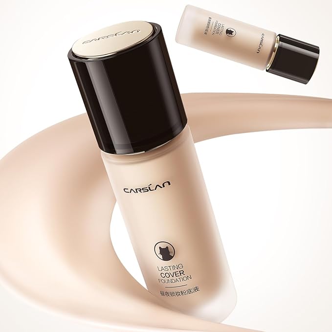 Lasting Cover Foundation, 24H Longlasting Full Coverage Matte Finish Face Makeup, Poreless, Lightweight, Waterproof, Oil Free Liquid Foundation, W01