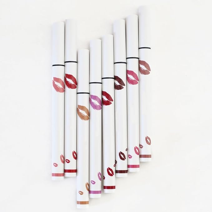 evpct Longwear Liquid Lip Liner Stain Marker Pen Long Lasting Waterproof, Black Cherry Matte Semi Permanent 24 Hour Lip Liner and Lipstick Combo, Korean Color Stay Lipliner All Day Lips Stain peel off