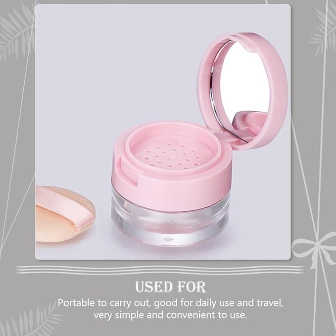 minkissy 2 Sets Powder Box Mini Containers Loose Cosmetic Cases for Traveling Foundation Makeup Powder Women Cosmetic Supply Powder Case Bulk Makeup Pink Flash Body Powder 3g Abs