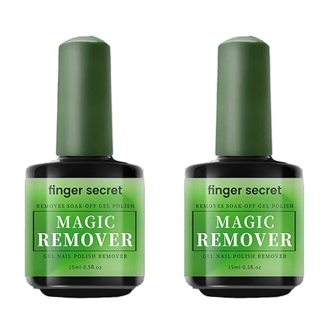 Gel Nail Polish Remover Kit, Fast Efficient Gel Polish Remover for Tough Gel, No Damage to nails Remove Soak Off Nail Gel Polish Portable Magic remover 2 Pack -0.5oz