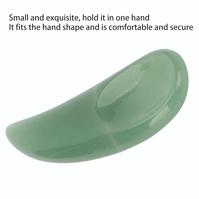Spatula Scoop, Curved Cosmetic Spatula Scoop Mini Gua Sha Jadestone Curved Makeup Eye Cream Cosmetic Spatula Reduce Puffiness, Bags And Dark Circles Under the Eyes (Green)