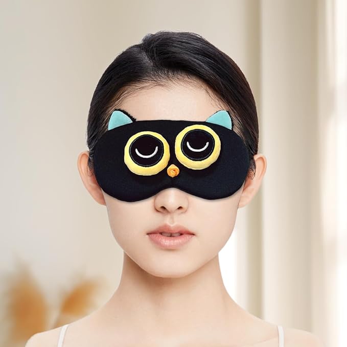 PERFECTSIGHT Owl Sleep Eye Masks, Cute Plush Sleep Eye Cover Lightweight Adjustable Eyeshade Faux Fur Mask Cover for Women Men Sleep Travel Nap