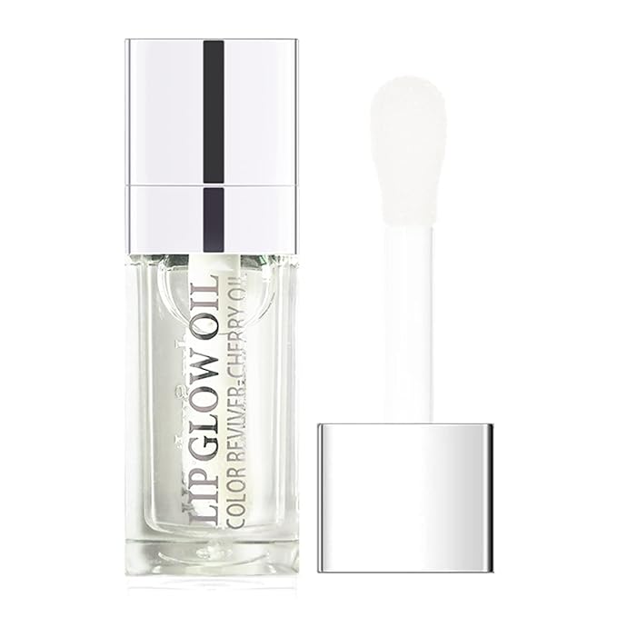 Plumping Lip Oil, Long Lasting Hydrating Lip Gloss Tinted Lip Balm Non-sticky Revitalizing, Transparent Lip Care Oil for Dry Lip (Clear)