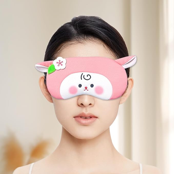 PERFECTSIGHT Sheep Sleep Eye Masks, Cute Plush Sleep Eye Cover Lightweight Adjustable Eyeshade Faux Fur Mask Cover for Women Men Sleep Travel Nap (Pink Sheep)