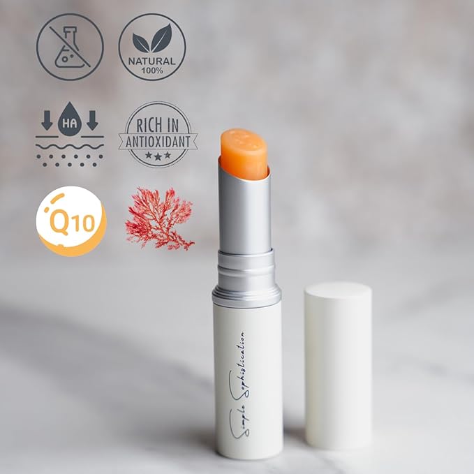 Tallow Lip Balm - Anti-Aging with 100%-grassfed Beef Tallow, CoQ10, Astaxanthin, Hyaluronic acid - Ultra Moisturizing, Conditioning, All natural, Organic, Made in USA (Untinted)