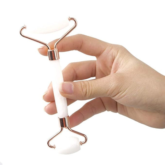Jade Roller and Gua Sha Set - Facial Body Eyes Neck Massager Tool for Beautiful Skin Detox - Reduce Wrinkles Aging -(White Jade)