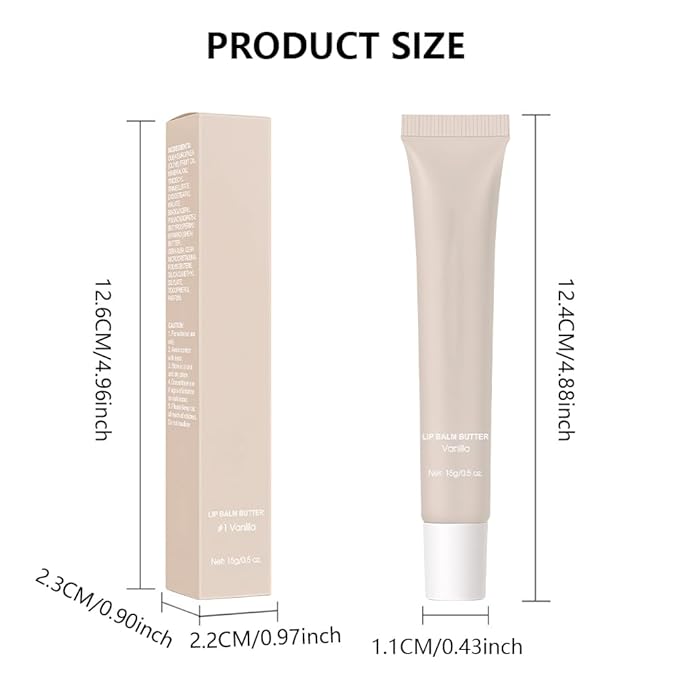 Summer Lip Butter Balm Lip Gloss, Ultra-Hydrating Natural Vegan Lip Balm, Sheer-Tinted Shine & Hydration, Soothes & Softens Dry Lips Skincare, Bálsamo labial hidratante #1 Vanilla 0.5 Fl Oz