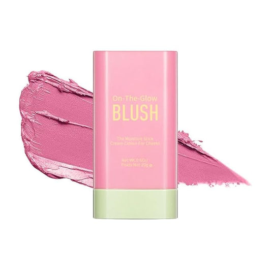 3-in-1 Cream Blush Stick for Cheeks Lips Eyes, Waterproof Natural Finish Tinted Makeup Stick, Hydrating Multi-Use Blush Balm