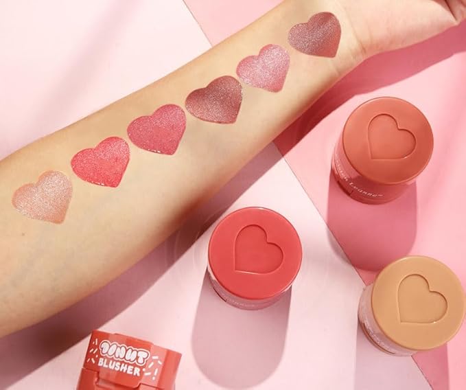 Stamp Liquid Blush Stamp Blush with Heart Shaped Applicator Natural Long Lasting Blush, Light and Airy Makeup for Women (5)