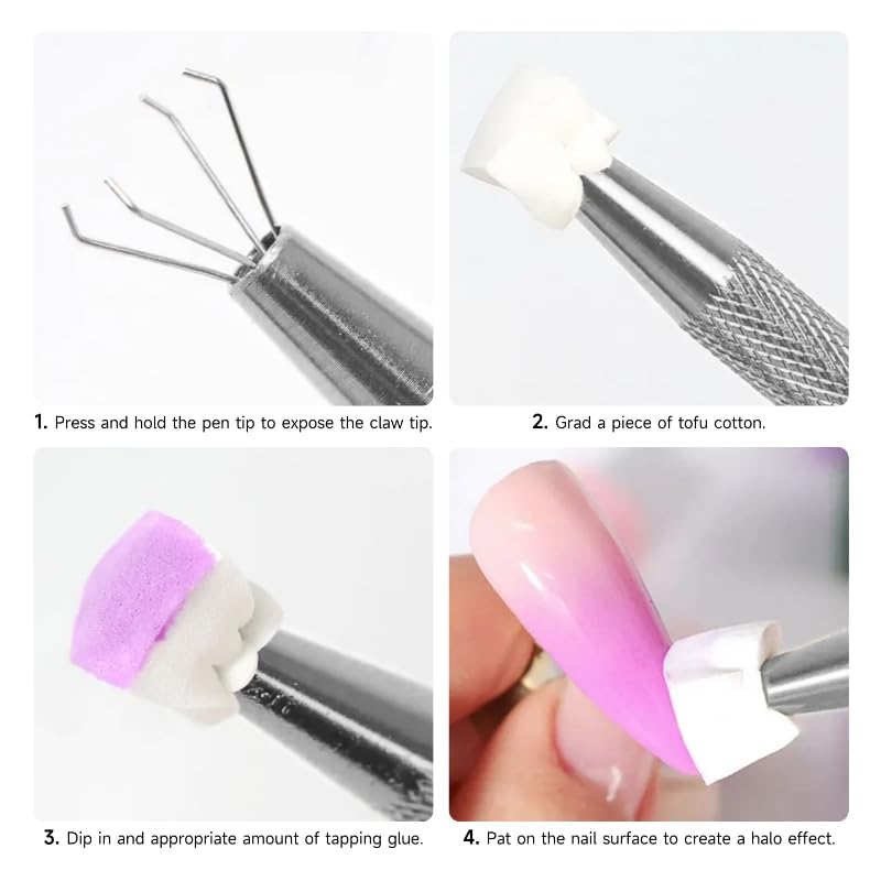 finger secret Nail Art Tools Set, Smart Grabber for Pat Paint Nail Gel, 3PC Grabbing Pen for Nail Sponge Patting Ombre gel Blush Nails Art Design at home