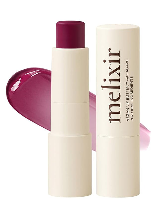 Melixir Vegan Lip Butter #16 Wine Stain (+11 more colors), Hydrating Tinted Lip Balm Stick, Bee-Free, Petrolatum-Free, Plant-Based, Moisturizes Dry Chapped Lips With Shea Butter, Sheer Natural Finish
